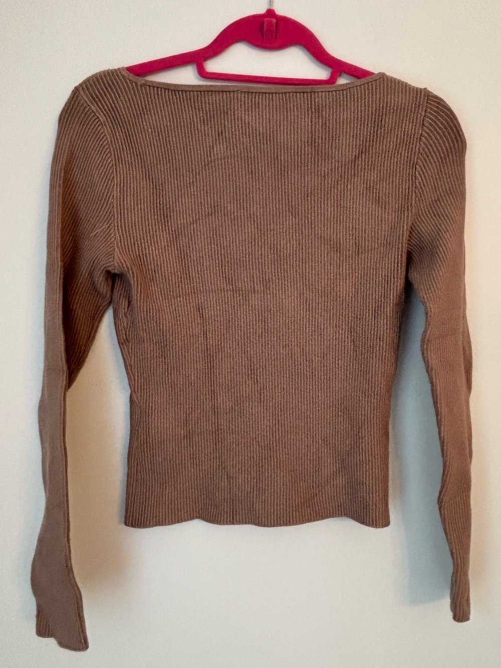 Abercrombie & Fitch Taupe Brown Ribbed Long Sleeve Boatneck Top